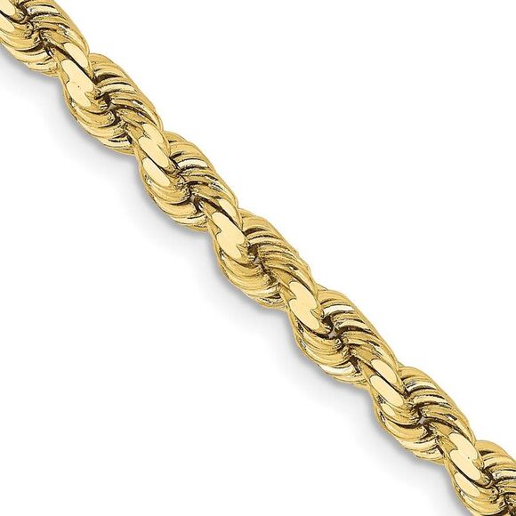 3.75mm 10K Yellow Gold Diamond Cut Solid Rope Chain Bracelet 8 Inch